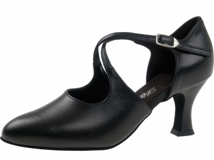 Die über dem Spann kreuzenden Riemchen sorgen für einen guten Halt in diesen Tanzschuhe. Die Schuhe haben einen 6,5cm Absatz.