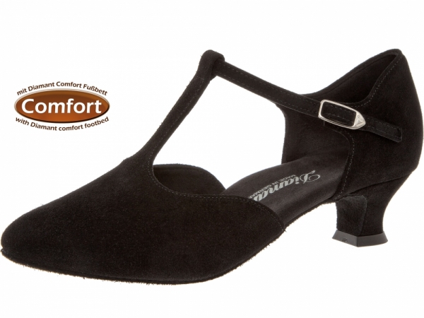 Salsa und Tango Pumps aus schwarzen Verlourleder mit Comfortfußbett. Sehr angenehmes Trageggefühl.