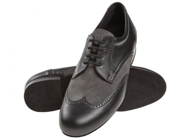 Diamant-Tanzschuhe-099-025-376-grau-Velour-schwarz-Leder